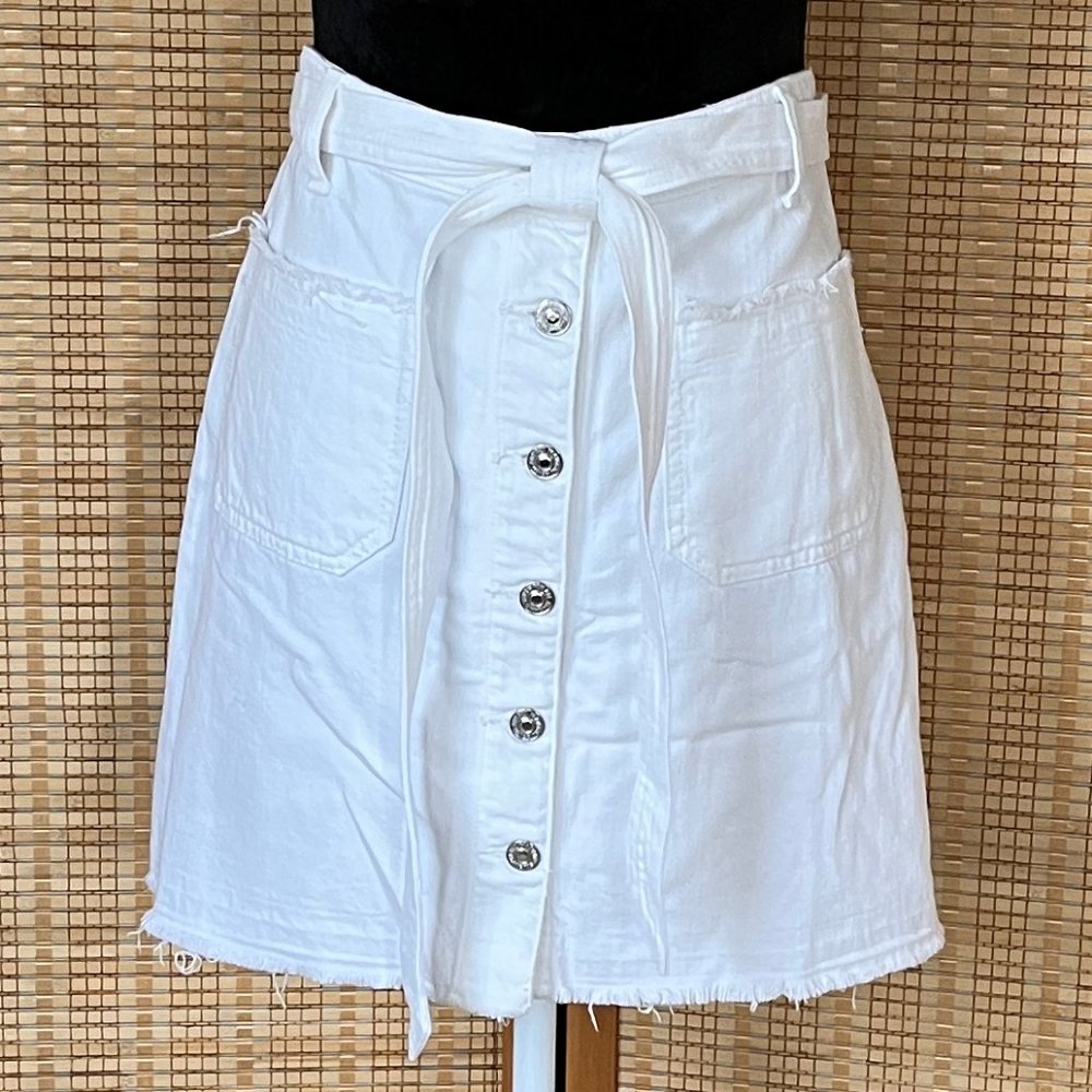 7 For All Mankind Denim Mini Skirt - White, Size 30